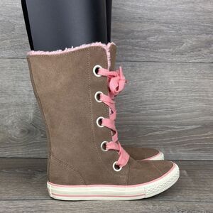 Converse All-Star Beverly Little Girl Sz 13 Ginger Leather Pink Hi Sneaker Boots